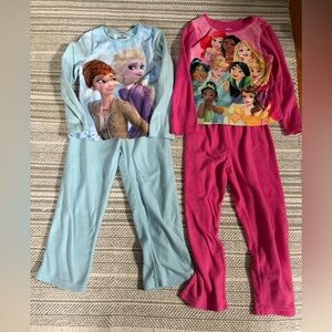 Disney Girls  Frozen & Princesses Blue and Pink Pajama Sets